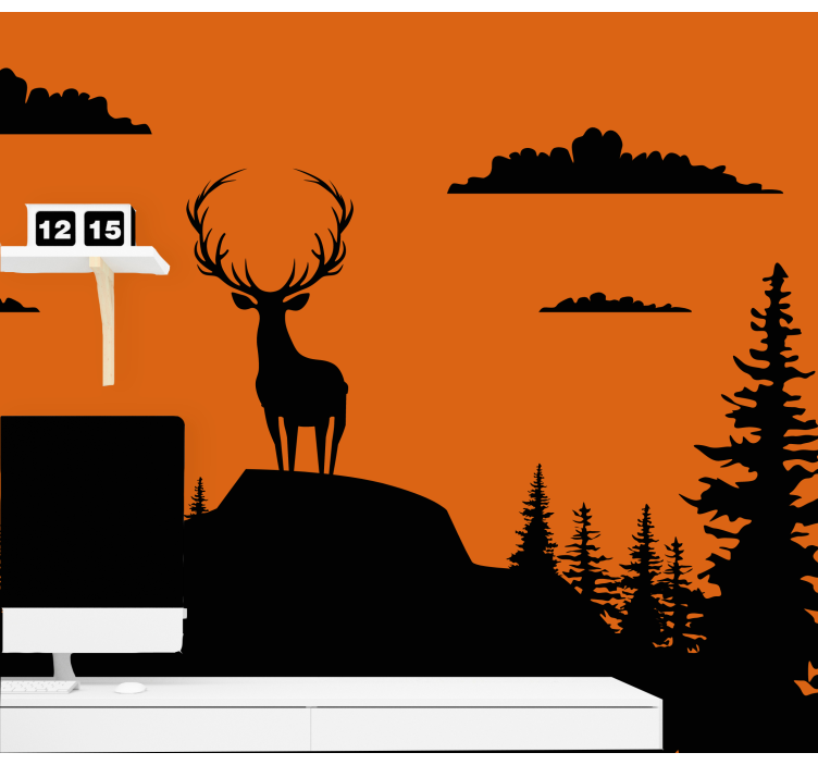 Majestic Stag Silhouette wall mural animals - TenStickers