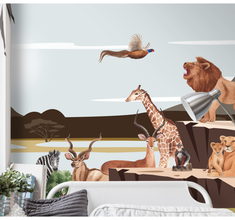 Majestic Wildlife Gathering wall mural animals - TenStickers