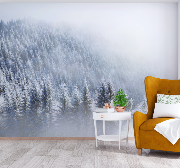 Majestic winter woods forest wall mural - TenStickers