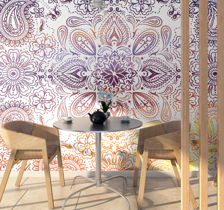 Mandala wall mural with detailed floral design - TenStickers