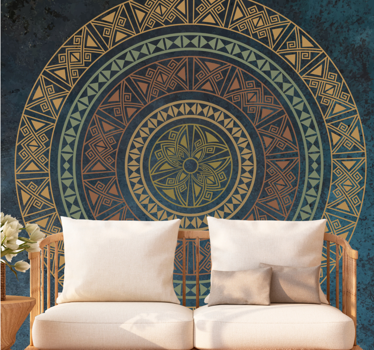 Mandala wall mural with intricate geometric patterns - TenStickers