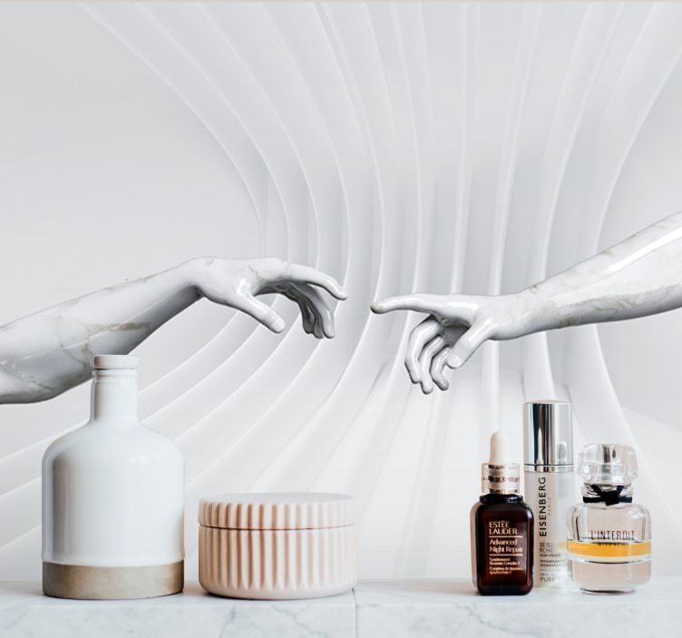 Marble hands touch wall mural painting - TenStickers