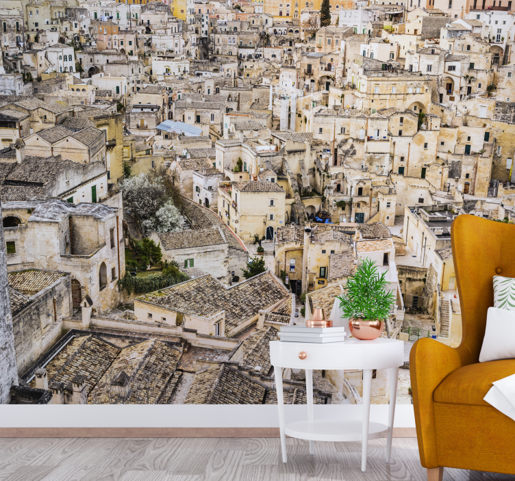 Matera Stone Rooftops wall mural city - TenStickers