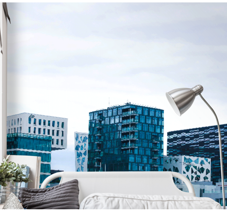 Modern Urban Skyline wall mural city - TenStickers