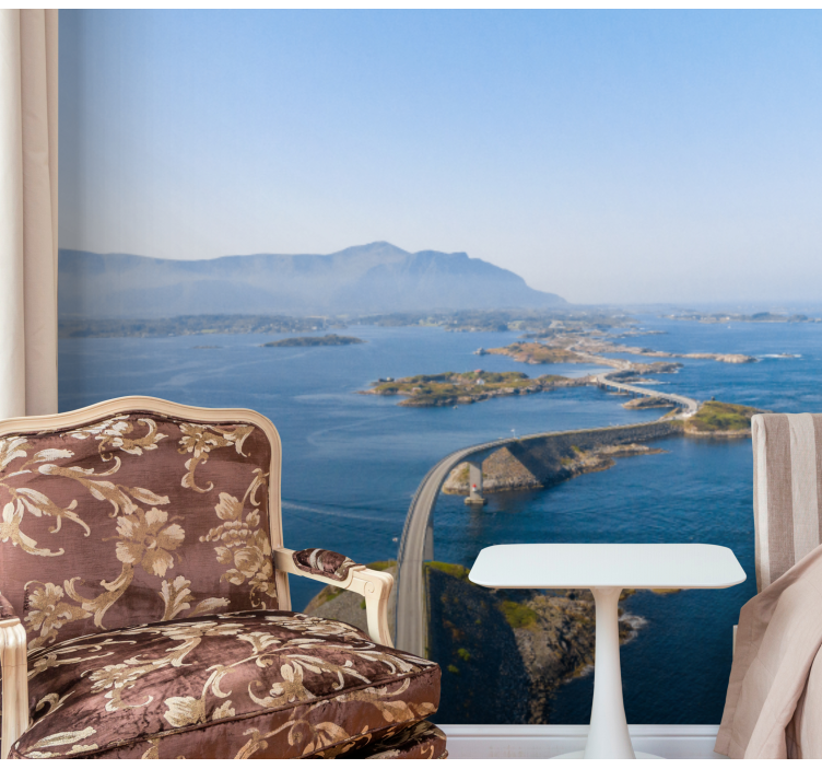 Mountain wall mural coastal pathway view - TenStickers