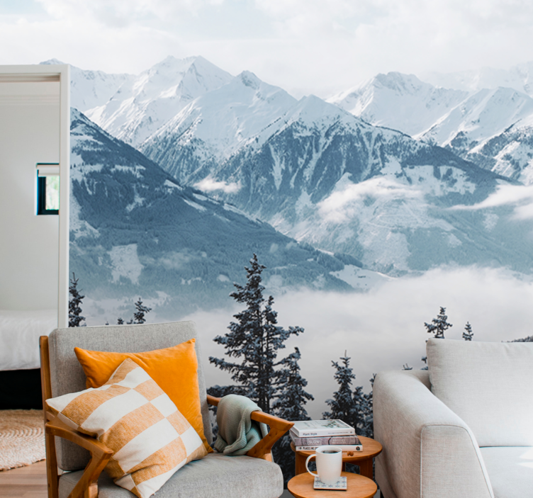 Mountain wall mural grand snow-covered summits - TenStickers