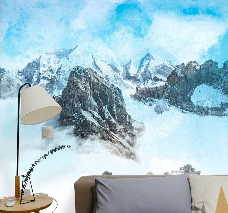 Mountain wall mural majestic icy peaks - TenStickers