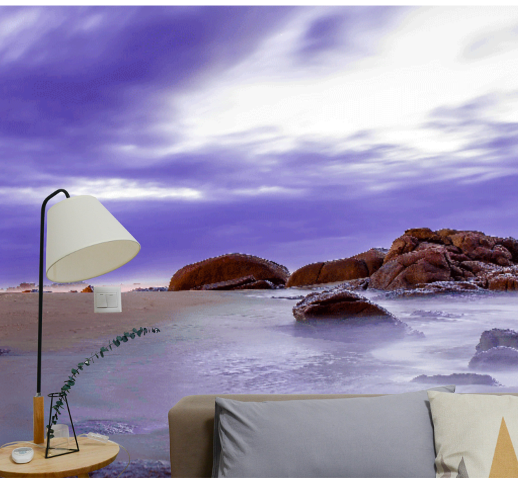 Mountain wall mural rocky beach landscape - TenStickers