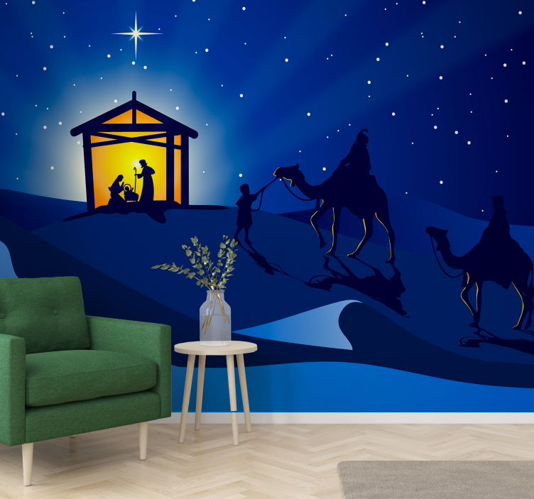 Nativity Scene Silhouette wall mural christmas - TenStickers