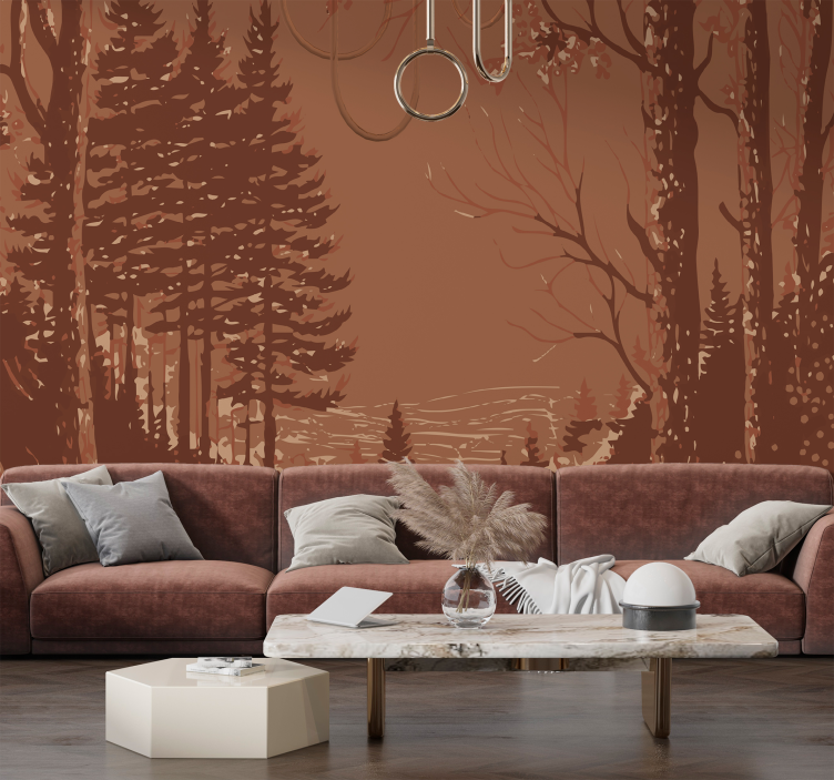 Nature abstract design terracotta wall mural - TenStickers