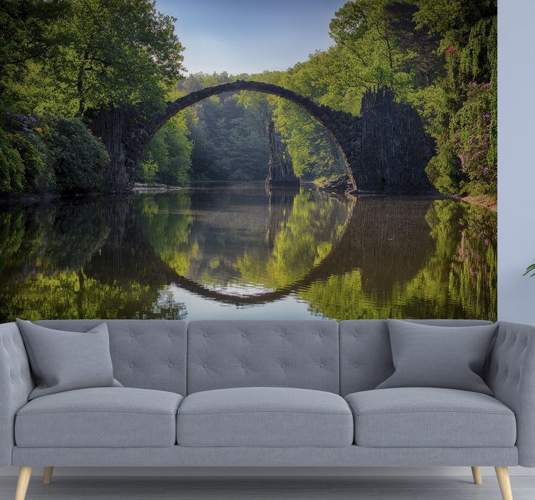 Nature wall mural Bridge Reflection - TenStickers