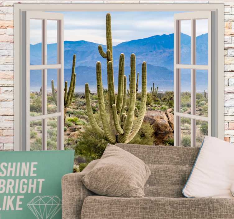 Nature wall mural desert cactus landscape - TenStickers