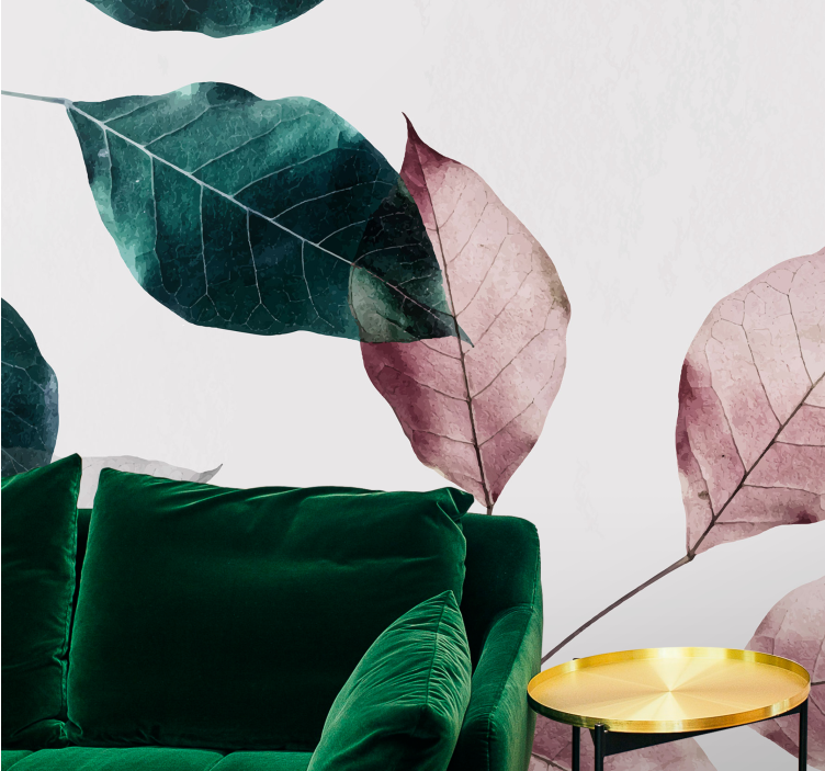 Nature wall mural elegant leaf design - TenStickers