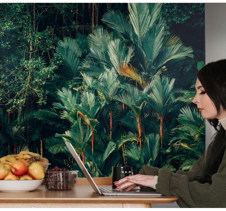 Nature wall mural exotic palm leaves - TenStickers