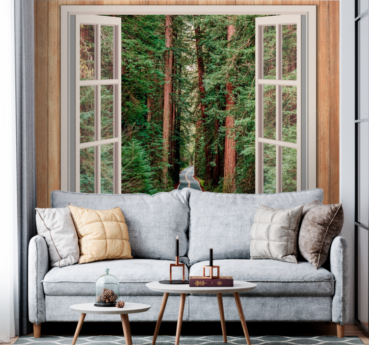 Nature wall mural forest pathway view - TenStickers