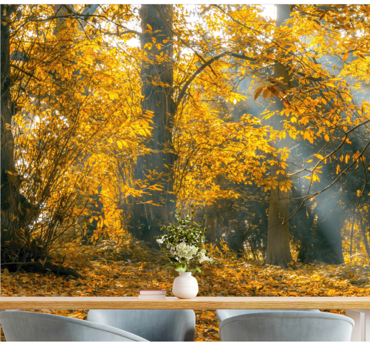 Nature wall mural golden autumn trees - TenStickers