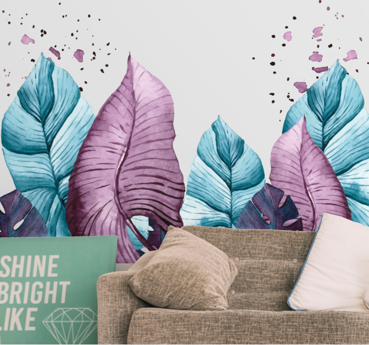 Nature wall mural large leaf designs - TenStickers