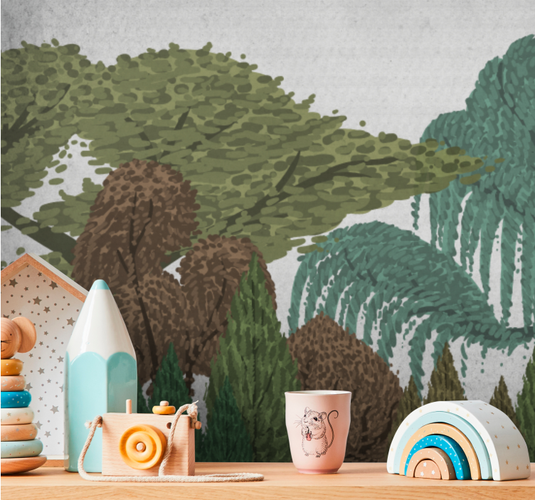 Nature wall mural lively foliage landscape - TenStickers