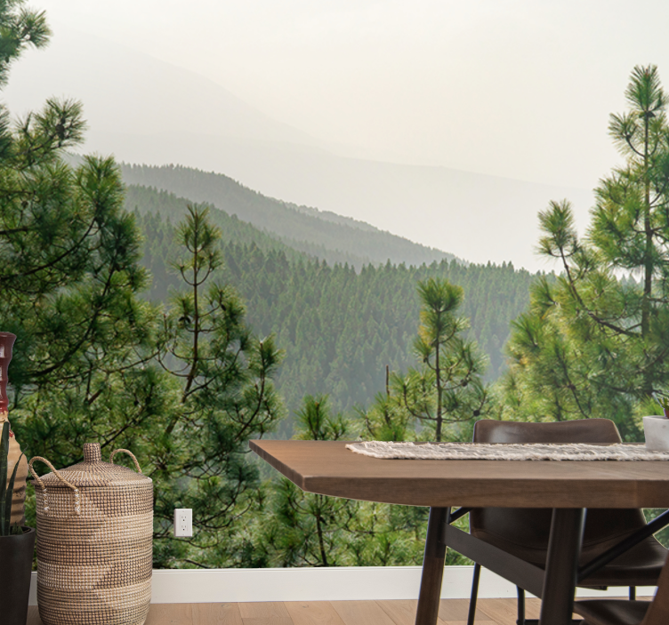 Nature wall mural lush green landscape - TenStickers