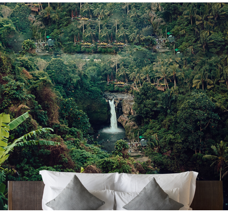 Nature wall mural lush jungle waterfall - TenStickers