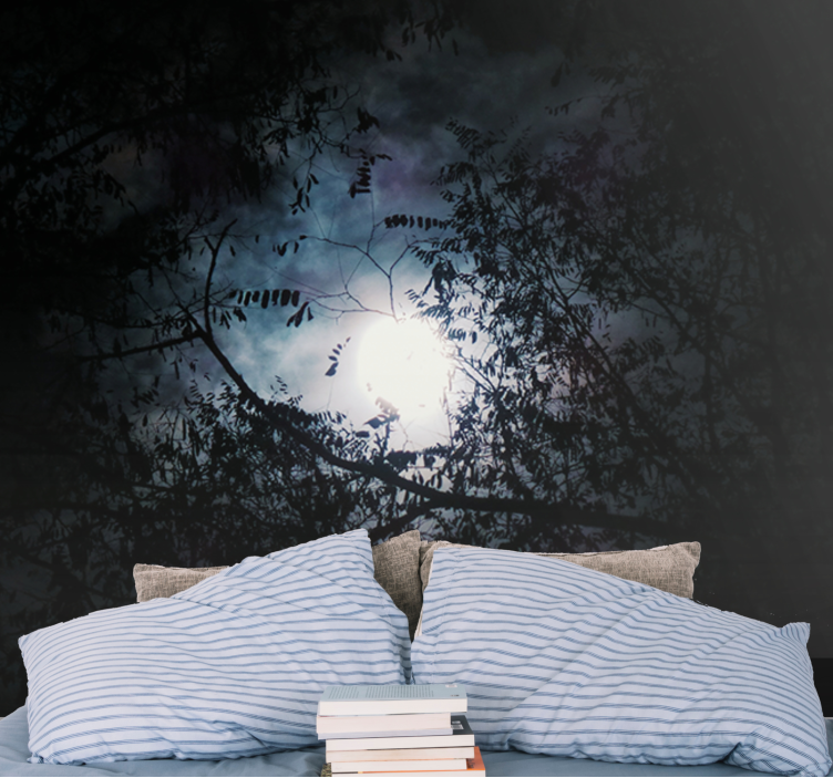 Nature wall mural moonlit branches - TenStickers