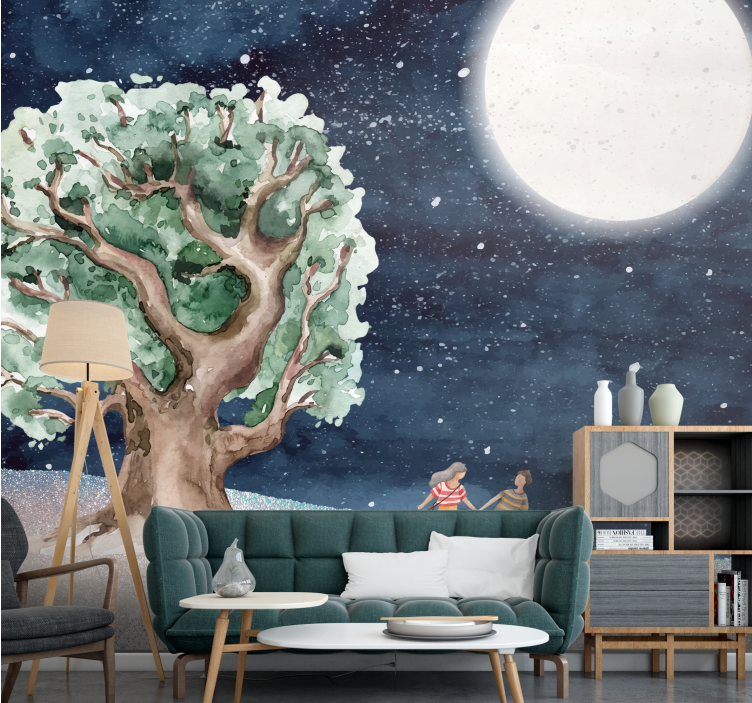 Nature wall mural moonlit tree adventure - TenStickers