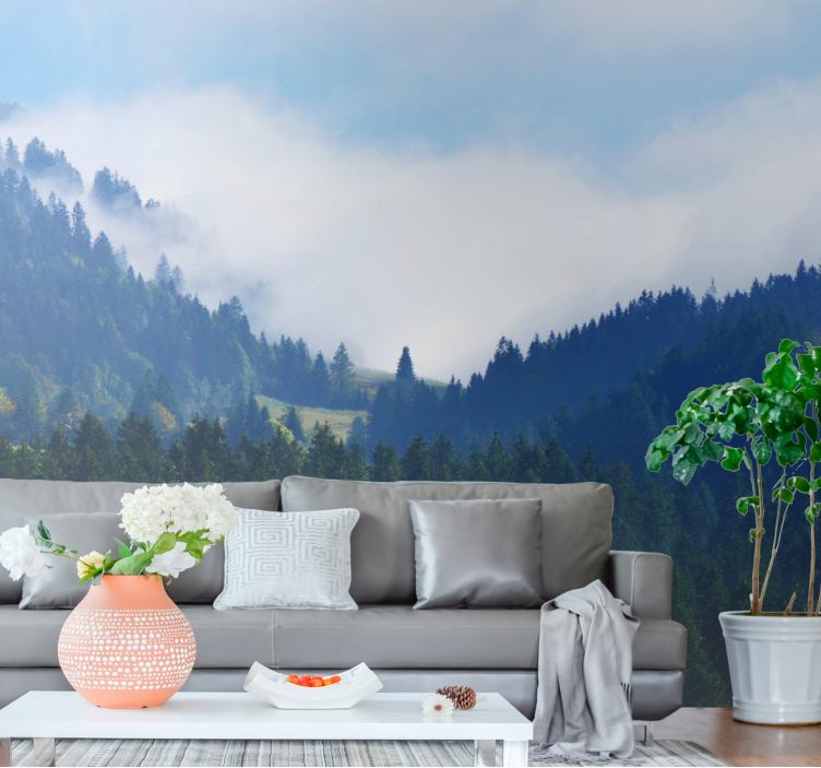 Nature wall mural mountains and mist - TenStickers
