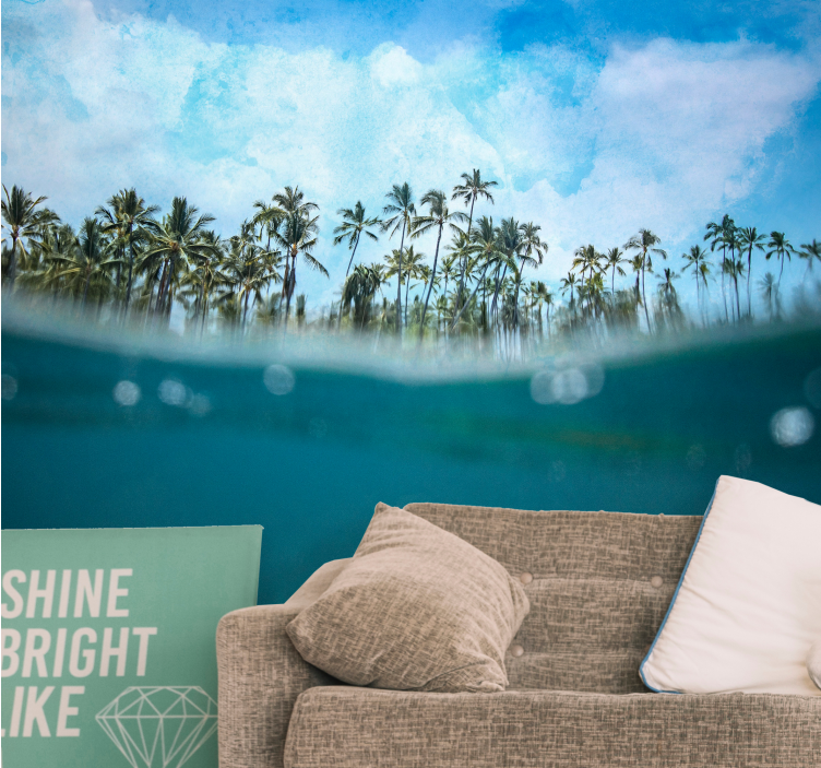 Nature wall mural palm tree horizon - TenStickers