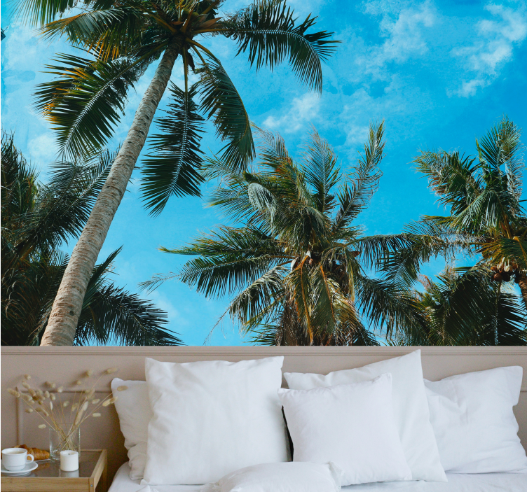 Nature wall mural palm trees against the sky - TenStickers