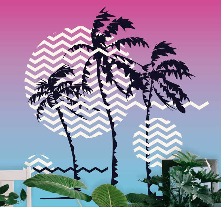 Nature wall mural palms and waves - TenStickers