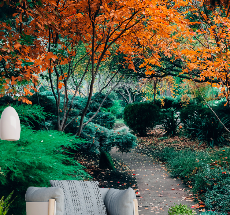 Nature wall mural pathway among trees - TenStickers