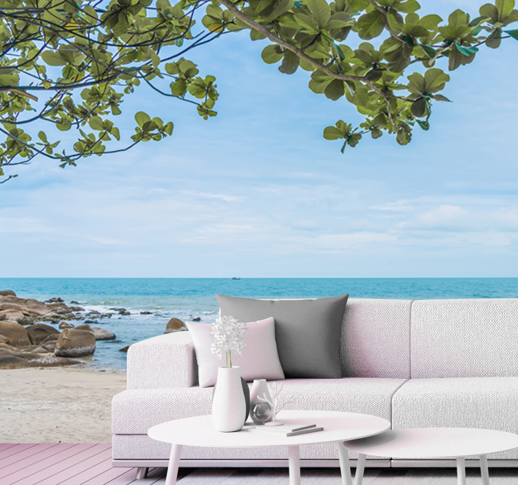 Nature wall mural serene beach view - TenStickers
