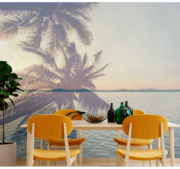 Nature wall mural serene palm silhouette - TenStickers