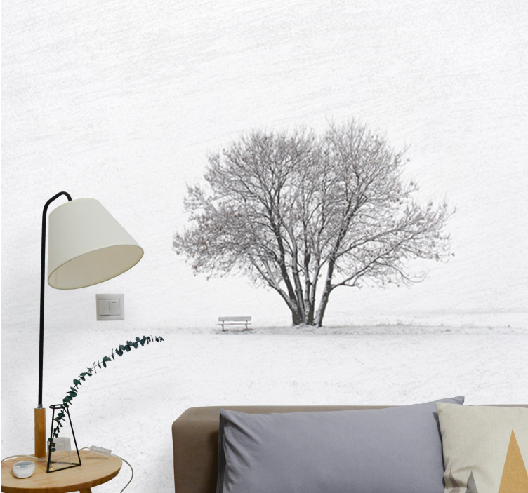 Nature wall mural solitary snowy tree - TenStickers