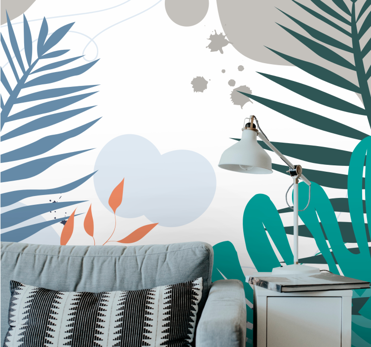 Nature wall mural stylized leaf designs - TenStickers