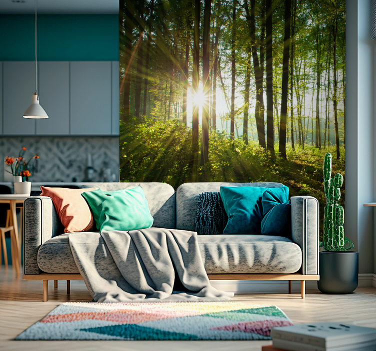 Nature wall mural sunny forest radiance - TenStickers