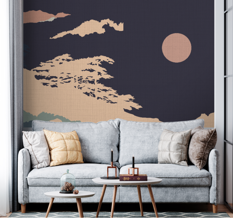 Nature wall mural tranquil moonlit landscape - TenStickers