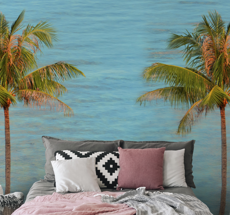 Nature wall mural tranquil palm oasis - TenStickers