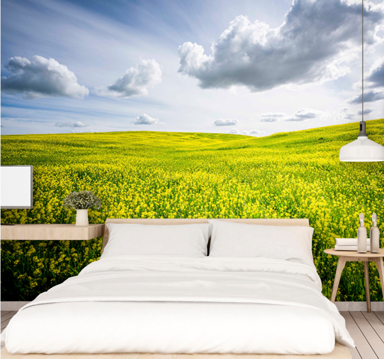 Nature wall mural vast green meadow - TenStickers