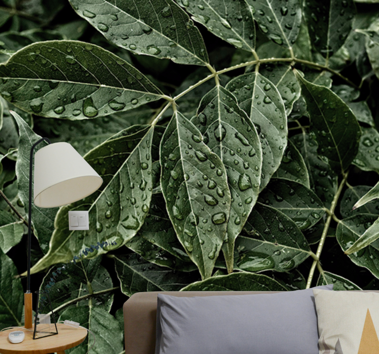 Nature wall mural vibrant leafy landscape - TenStickers