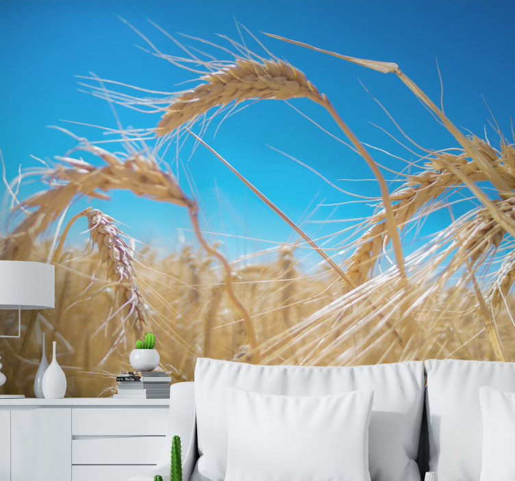 Nature wall mural wheat field landscape - TenStickers