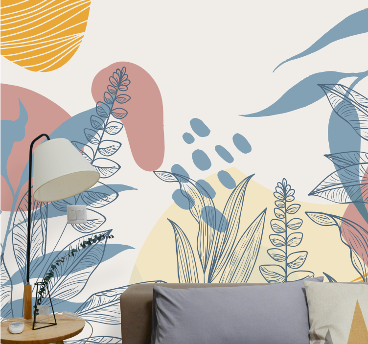 Nature wall mural with artistic plant designs - TenStickers