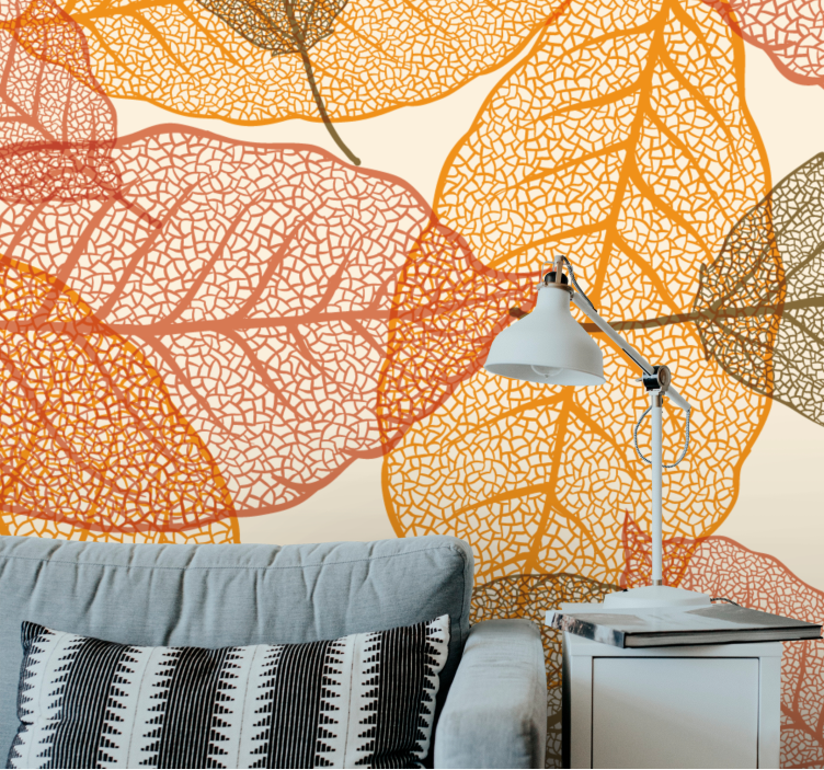 Nature wall mural with detailed leaf designs - TenStickers