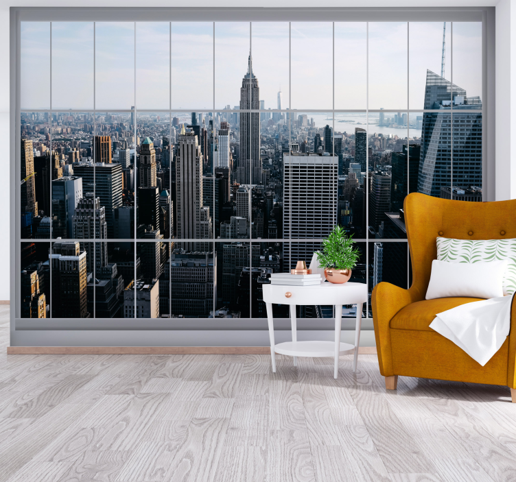 New york wall mural empire state view - TenStickers