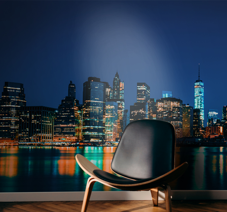 New york wall mural new york skyline at night - TenStickers