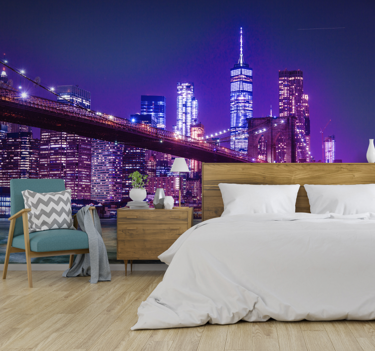 Nighttime New York Wall Mural - TenStickers