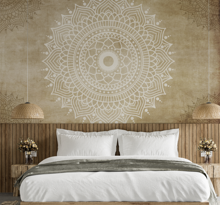 Old paper textured mandala wall mural - TenStickers