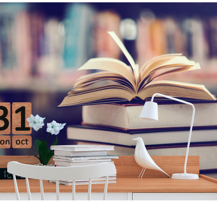 Open book stack wall mural painting - TenStickers