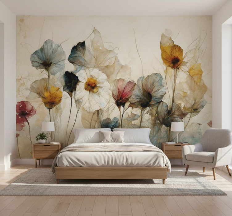 Other flowers wall mural dry beautiful flowers - TenStickers