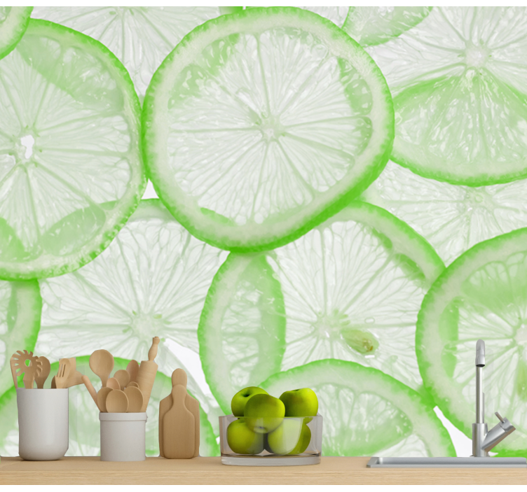 Other flowers wall mural fresh lime slices - TenStickers